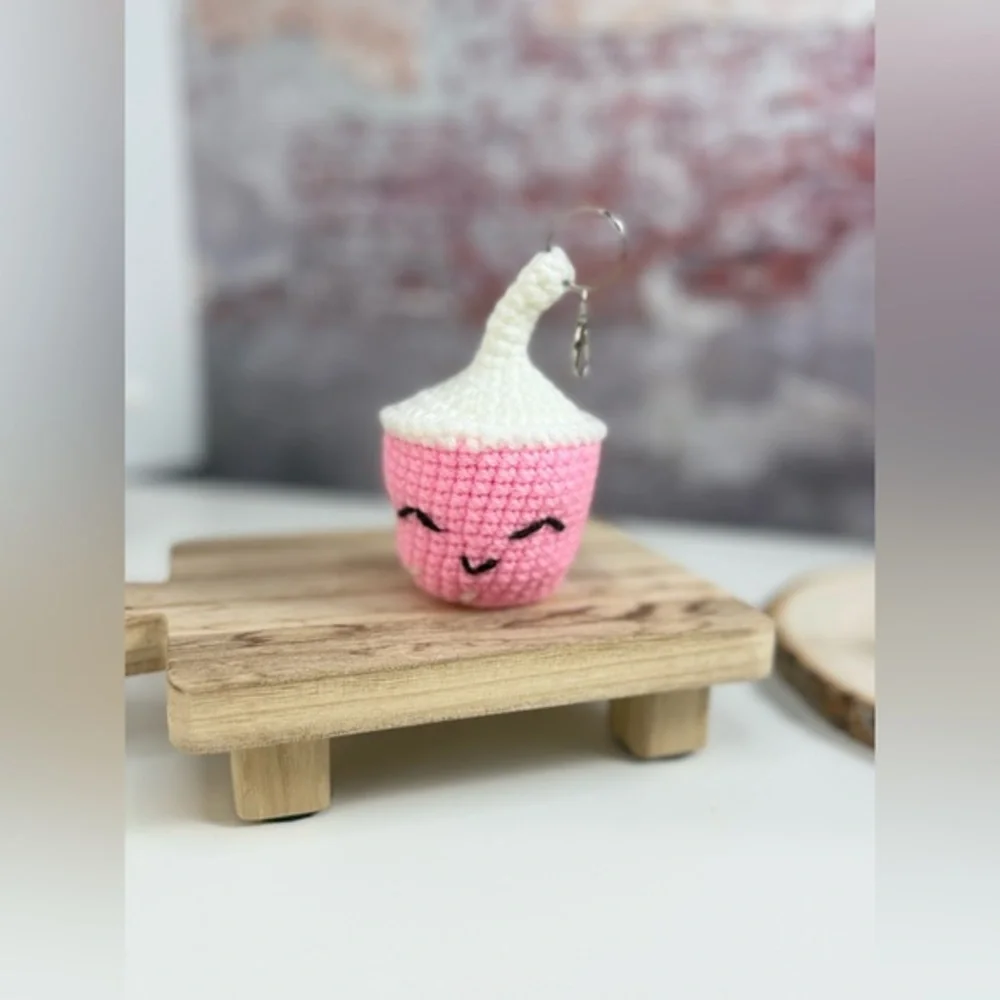 Boba Pink Amigurumi Handcrafted Crochet Keychain